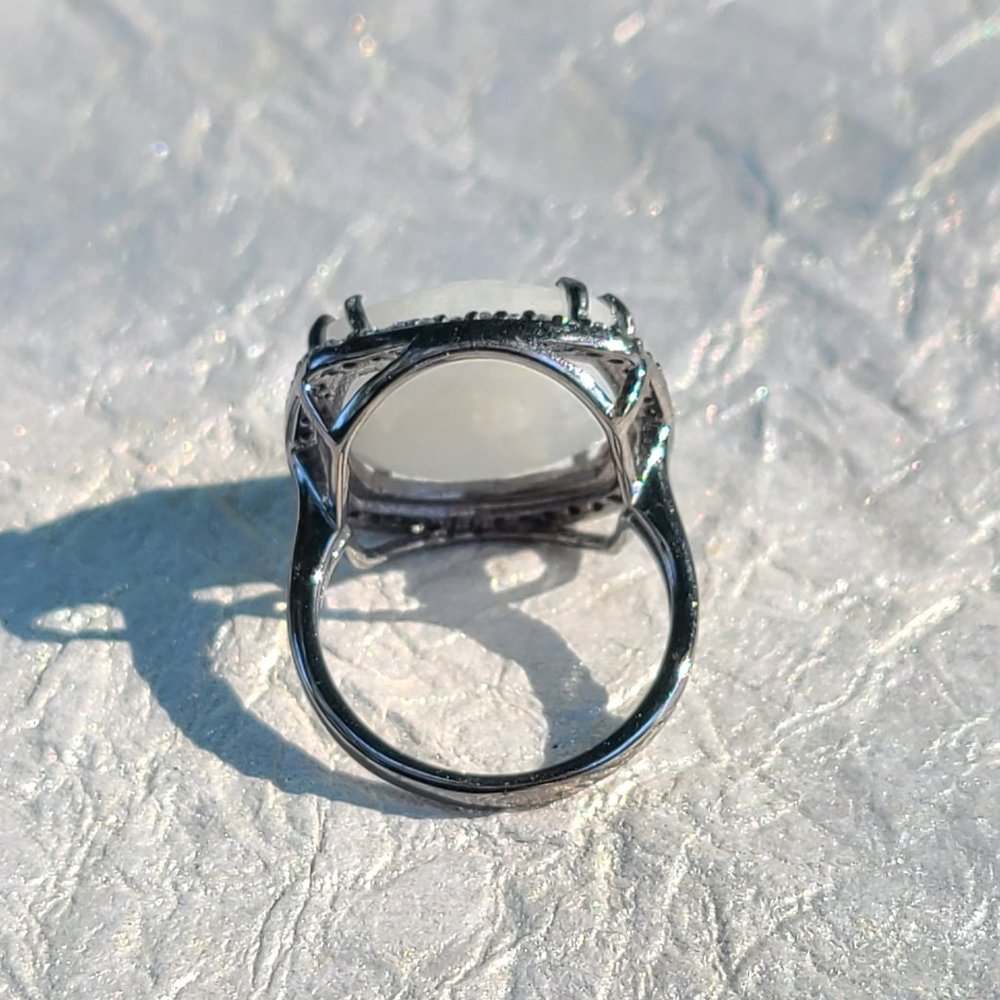 Moonstone Ring Size 8-Sterling Silver Oxidized -Birthday stone-Gift - Picture 14 of 14